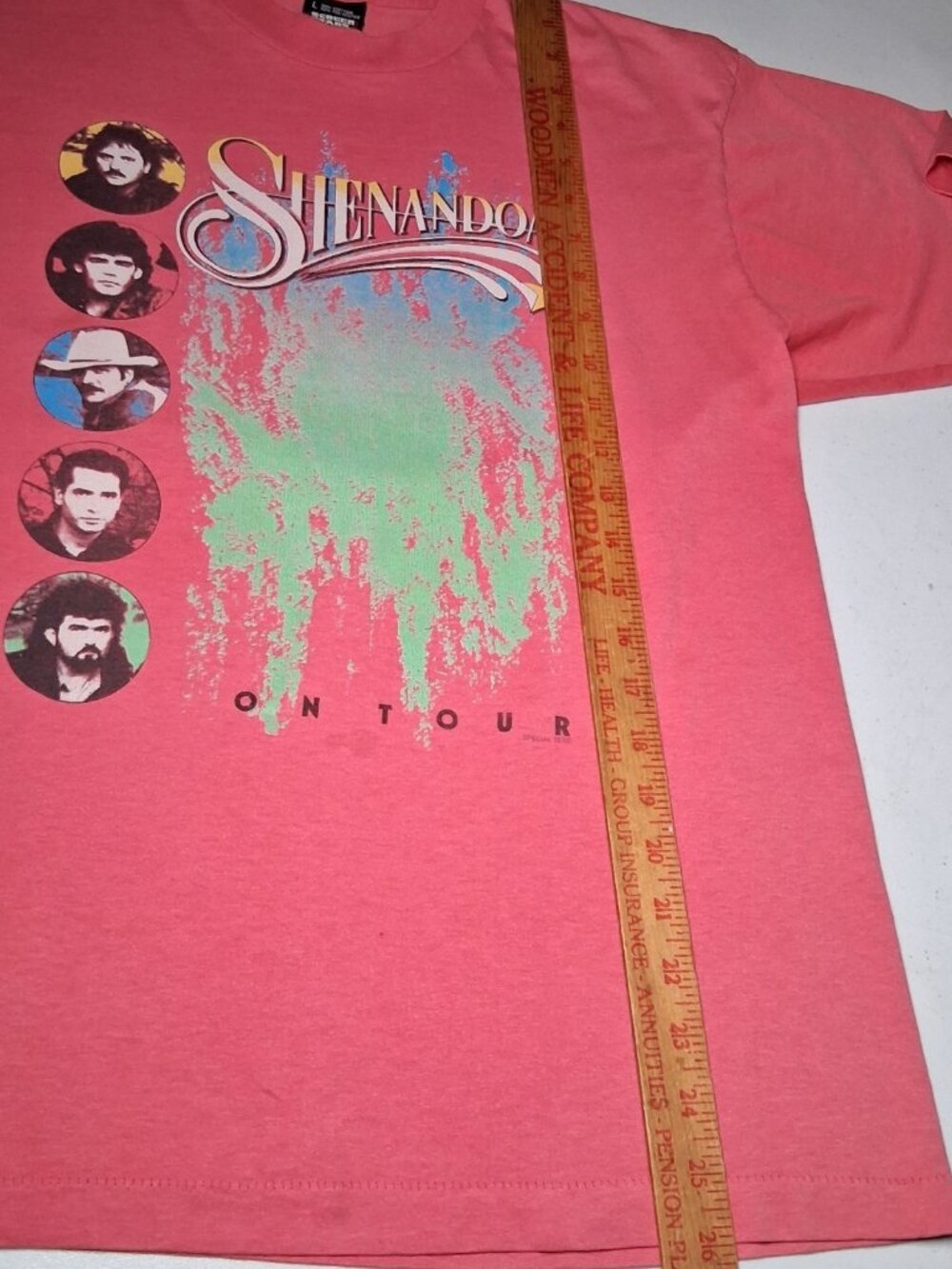 Vintage Shenandoah Band Shirt L Pink Single Stitch Screen Stars Best USA On Tour - Picture 6 of 16